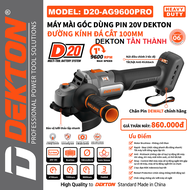 Máy cắt DEKTON D20-AG9600PRO bản 2024/ Chân pin Dewalt / Rơi máy tự tắt / Bảo hành 6 tháng