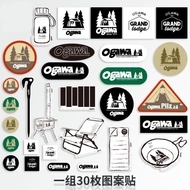 &lt; 24H Delivery &gt; ogawa Waterproof Stickers 30 Sheets Mountaineering Camping Outdoor Luggage Safety Helmet Laptop ipad
