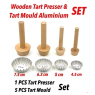 Kuih Tart / Egg Tart Mould Aluminium & Wooden Tart Presser SET