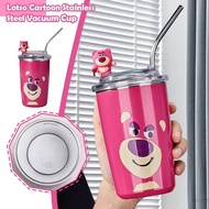 Cute Strawberry Bear Vacuum Cup High-value Straw Water Cup Water Coffee Cup Steel Bottle Cup Stainless 400ml Insulation T9Q1