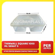 Thinwall 1000 Ml Sq Sekat 5 Dm / Thinwall Bento / Thinwall Inner Slop