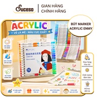 Enmy Acrylic Marker Pen 12/24/48/60/80 Colors - SUCESO Waterproof Multi-Surface Acrylic Marker Pen