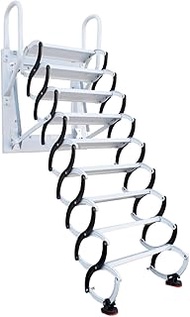 Folding Ladder Carbon Steel Load 300kg/660lb Loft Ladder Wall Hanging Attic Telescopic Ladder Non-Sl