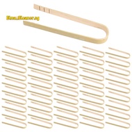 50Pcs Tongs Disposable Cooking Utensils Mini Bamboo Tongs Natural Toast Tongs for Cooking