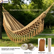 Canvas Hammock Buai Khemah | Wooden Bar Anti-Tip | Portable Outdoor Camping Garden