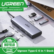 Ugreen Type-C 6 in 1 Dock Dual HDMI Dock Hub Splitting Converter With PD 100W 3 USB 3.0 Fast Charger