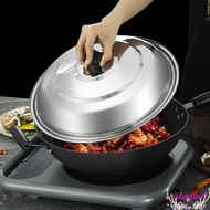 VALENTINE1 Wok Lid, Universal Anti-Scald Stainless Steel Pot Lid, Household Anti- Spill Black Plastic Knot 32/34/36/38/40cm Pot Cover Pan