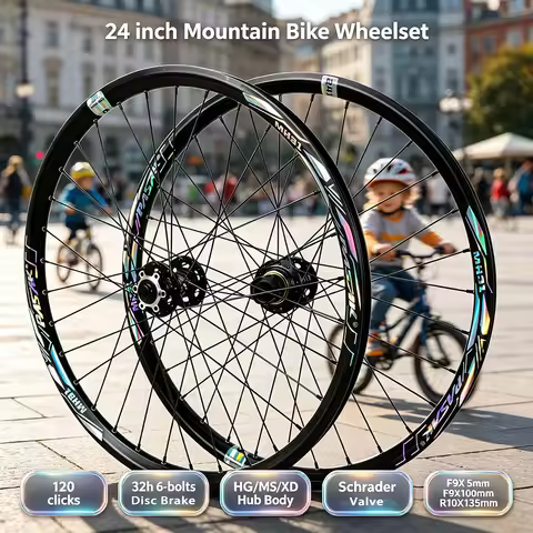 Pasak Kids Mtb Wheelset 24 inch 32 Holes 6-bolts Disc Bracke Schrader Valve 12s Hub Driver Sounds 12
