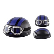 Kura Kura MHR Helmet Harley Retro Synthetic Leather Half Face Motorcycle Helmet with Goggles