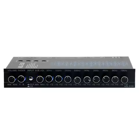 9 Band Graphic Car Equalizer Amplifier Equalizer With Adjustable Filter EQ Tuning Crossover Frequenc
