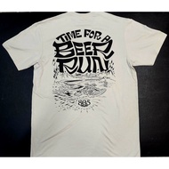 100% Cotton Fast Food Shop "805 Flint Beer Running" Short-Sleeved Printed Top Ready Stock