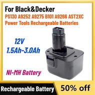 0 Cycles 12V 1.5Ah-3.0Ah Battery for Black&Decker PS130 A9252 A9275 B101 A9266 AST2XC Power Tools Re