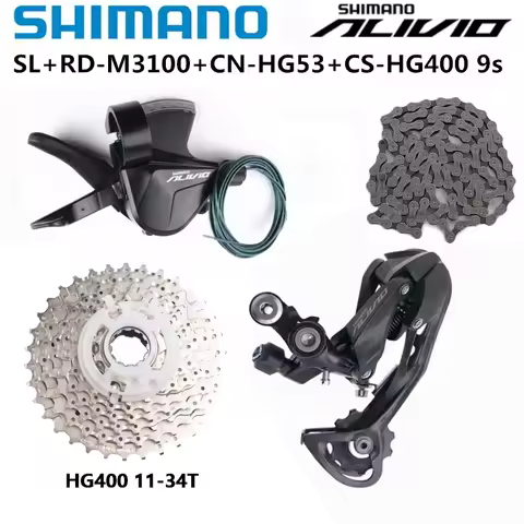 Shimano Alivio M3100 9s Groupset Shifter Lever Long Cage RD-SGS CS-HG400 11-34T HG53 Chain Sunshine 