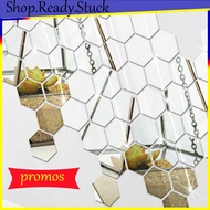 1pcs 80x70mm Mirror Sticker Modern Creative 3D Mirror  Geometric Hexagon Acrylic Wall