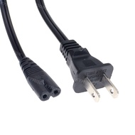NEMA 1-15P to IEC320 C7 Power Cord for TV/PS,USA 2 Prong Angled Power line cable, SPT-2x18AWG, 1.5m 