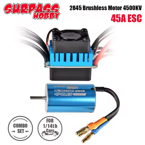 SURPASS HOBBY 2845 Brushless Motor 4500KV 45A ESC Combo Electric Speed Controller Set for 1/14 RC Ca