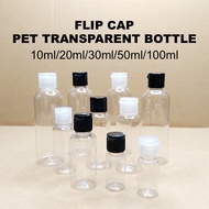 10ml 20ml 30ml 50ml 100ml FLIP CAP Black PET Plastic Bottle Transparent / Lotion Bottle FLIP CAP