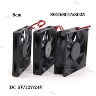 DC 5V 12v 24V 8cm 8010 8015 8025 3pin 4pin xh 2.54 Brushless Cooling Fan 80x25mm Heatsink Radiator 8