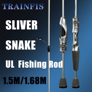 【TRAINFIS】1.5M/1.68M UL Power Fishing Rod Solid Carbon Tip 1-4LB Ultra Light Spinning Fishing Rod Ul