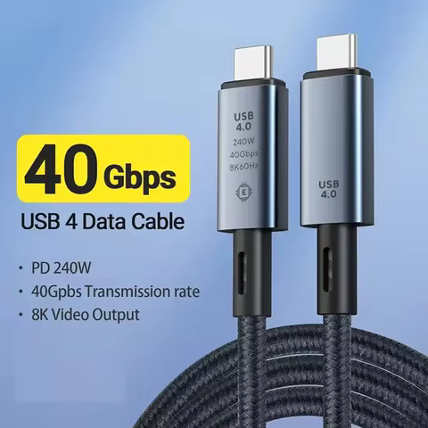 USB4 Cable 40Gbps 240W 8K For Thunderbolt 4 Type CFast Charging USB 4.0 USB C to USB C Data Transfer