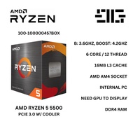 [GGC] AMD RYZEN 5 5500 6 CORE / 12 THREAD PCIE 3.0 L3 - 16MB CACHE AM4 PROCESSOR CPU W/ COOLER - 100-100000457BOX