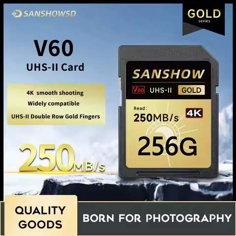 V60 SD Card, UHS-II, U3, Read Speed 250MB/s, Write Speed 150MB/s, 128/256/512GB, High Capacity Memor