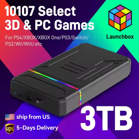 JMachen 3T Game HDD Launchbox Retro Game Console for XBOX/PS4/Switch/PS3/PS2/PS1/WiiU/Wii with 10107