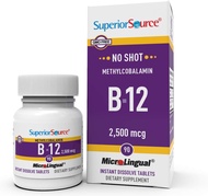 Superior Source No Shot Vitamin B12 Methylcobalamin 2500 mcg, Quick Dissolve MicroLingual Tablets, 9