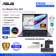 Asus Zenbook Pro 16X UX7602ZM-ME128WS Intel i9 12900H 32GB RAM RTX 3060 6GB 1TB SSD Gen 4 16" OLED 4