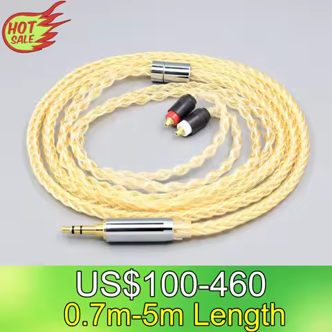 LN008423 8 Core 99% 7n Pure Silver 24k Gold Plated Earphone Cable For Sony IER-M7 IER-M9 IER-Z1R Hea