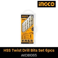 INGCO ดอกสว่านเจาะเหล็ก HSS twist 6ตัว/ชุด  AKDB1065