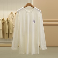 Du Home 100% ผ้าฝ้าย แขนยาว ลายพิมพ์ตัวอักษร เสื้อยืด หลวม ชั้นฐาน ลำลอง ฤดูหนาว เสื้อท่อนบน ผู้หญิง