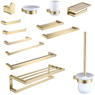 Brushed Gold Double Towel Holder Storage Shelf 30cm/50cm Large Stainless Steel Bathroom Rack Single 