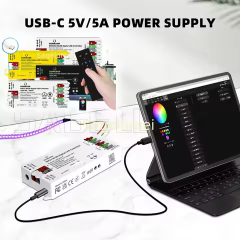 ESP32 ESP8266 WLED LED Controller Built in Microphone DIY Dynamic Mode UART Type-C Download App Cont