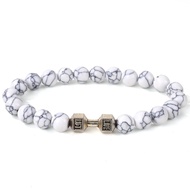 Cross-Border Volcanic Stone Bracelet Elastic Rope Frosted Alloy Men Dumbbell Energy Bracelet Yoga Be
