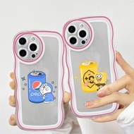 (Wave Case) For iphone 13 Pro 14 Pro Max 13 Mini 14 Plus 14Pro Casing Cartoon Coke Cover Shockproof 