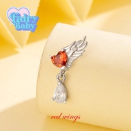 Fairybaby Red Wings (1 Piece) Flat Plate Earrings Wing Shape Heart Sparkle Hanging Basket 0.8 Length
