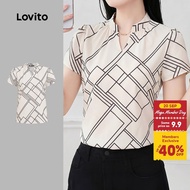 Lovito Elegant Blouse Leisure Commute Texture Spring/summer Apricot Blouse for Women LK6ED603 Lovito