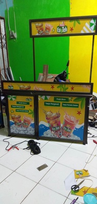 booth portable/meja lipat es teh poci  meja sambung