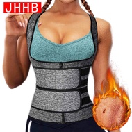 JHHB Women Sweat Sauna Abdomen Waist Trainer Corset with Belts Body Shaper Slimming Fitness Zipper Hot Neoprene Vest