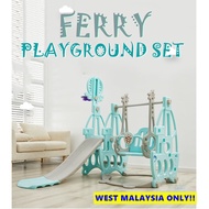 Ferry 4 In1 Swing And Slide Indoor Outdoor Mini Playground With Basketball Hoop Music Light Play Set