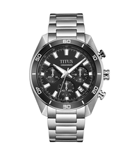 Solvil et Titus Modernist Mens Chronograph Quartz in Black Dial and Stainless Steel Bracelet W06-03265-001