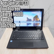 Laptop Acer Spin SP111 Celeron N4000 Touchscreen Ram4Gb Ssd 128Gb SCU19693 Normal Siap Pakai - Lapto