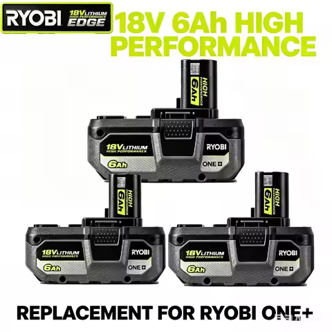 RYOBI 18V 6.0Ah Battery ONE+ High Performance Lithium Ion Replacement Battery Compatible with RYOBI 