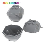 Small Particle Building Block Toys Dark Gray Irregular Round Stone Block Scene Props Decoration Back