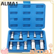 ALMA 10PCS Triple Square Bit Socket Set, Chrome Vanadium Steel 12 Point Profile 12 Point Bit Socket 