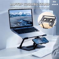 2-in-1 Laptop Cooling Stand with Phone Holder Laptop Stand for Desk Foldable， Portable Laptop Riser
