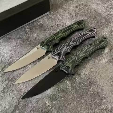 BM 615BK-1401 Two-color G10 Folding Knife D2 Blade Portable Outdoor Tool Knife Equipped with Hunting