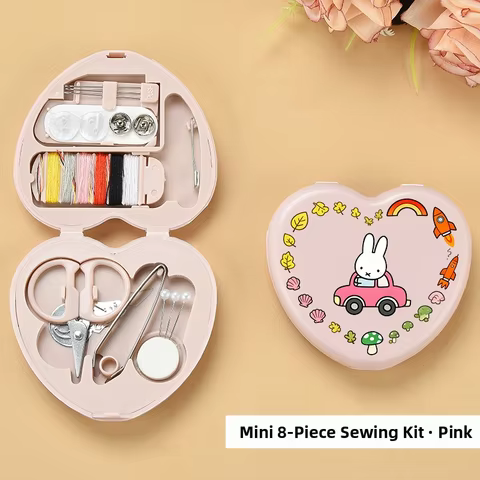 Miffy Needle Thread Box Cute Anime Cartoon Creative Heart Shape Simple Kawaii Portable Mini Needle a