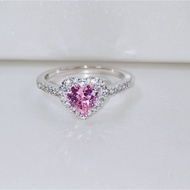 18K Gold-Plated Wedding White Gold Pink High Carbon Diamond Ring 3EX Cut INS Style Niche Colorful Lo